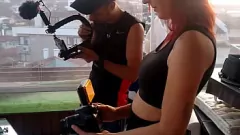 Afspelen Alles op mijn veranda vangen! - Amateur Latina Joy Cardozo & William Dotado in interraciale anale actie